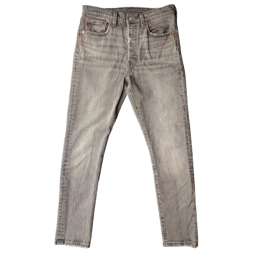 Levi’s Premium Big E 501 S Skinny Jean Black Distressed Button Fly Women 29 x 28